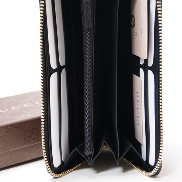 New  Men's Women's Unisex Gucci Black Leather Zip Around wallet - Picture 6 of 9